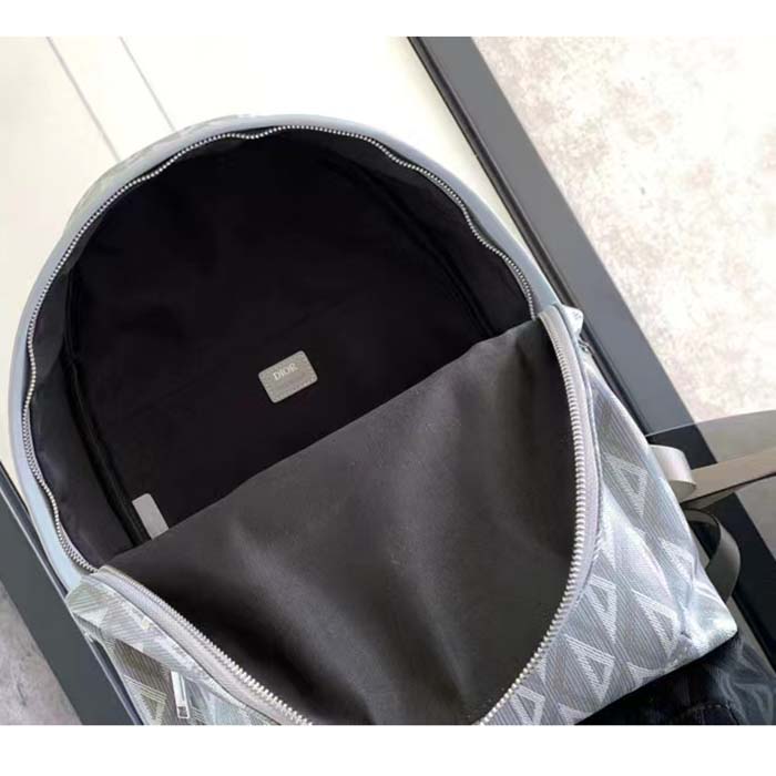 Dior Unisex Rider Backpack Gray CD Diamond Canvas Smooth Calfskin
