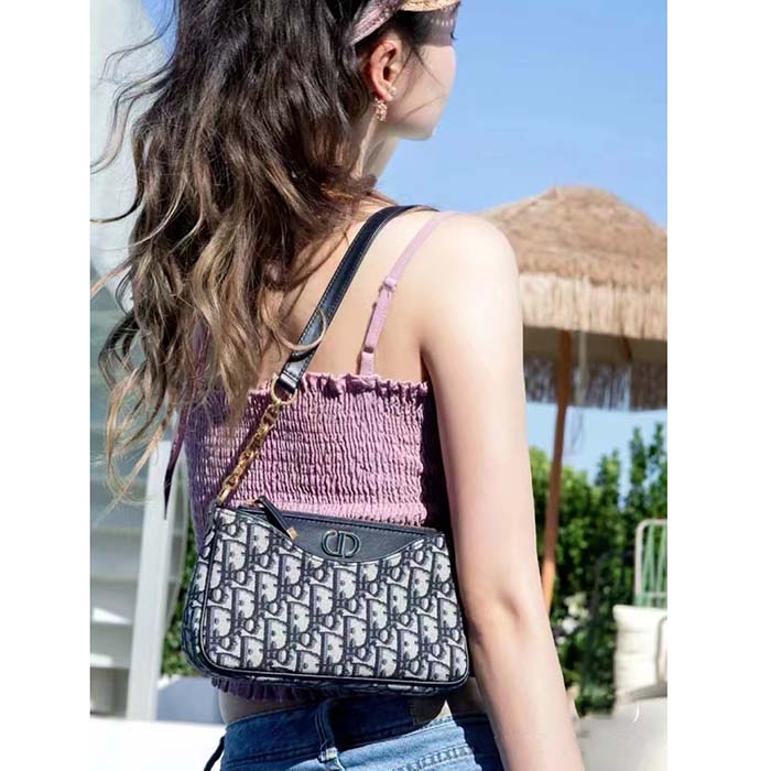 Dior Women CD 30 Montaigne Avenue Mini Bag Blue Dior Oblique Jacquard