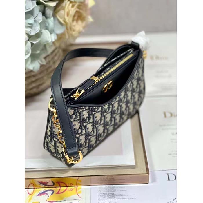 Dior Women CD 30 Montaigne Avenue Mini Bag Blue Dior Oblique Jacquard