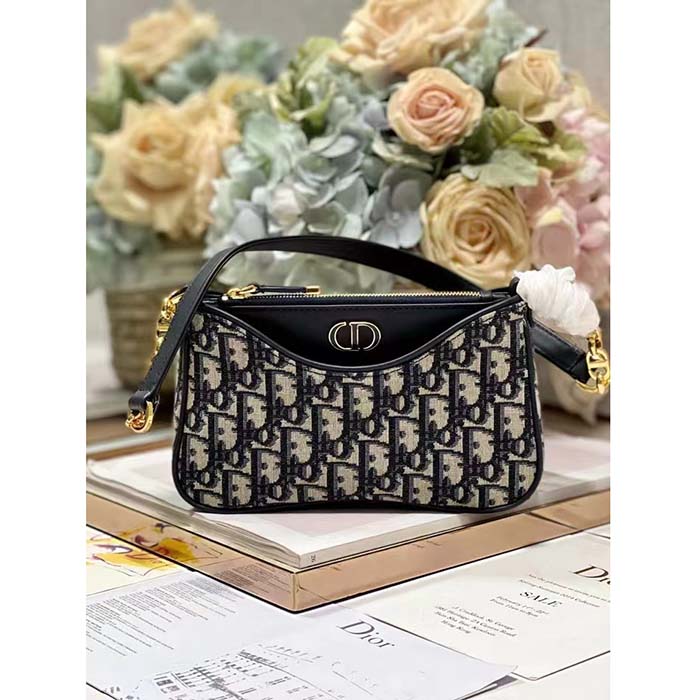 Dior Women CD 30 Montaigne Avenue Mini Bag Blue Dior Oblique Jacquard