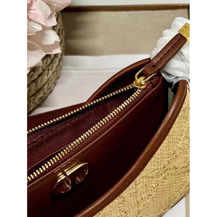 Dior Women CD 30 Montaigne Hobo Avenue Mini Bag Natural Cannage Raffia