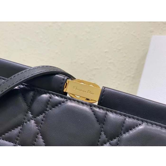 Dior Women CD Dior Caro Colle Noire Clutch Chain Black Cannage Lambskin