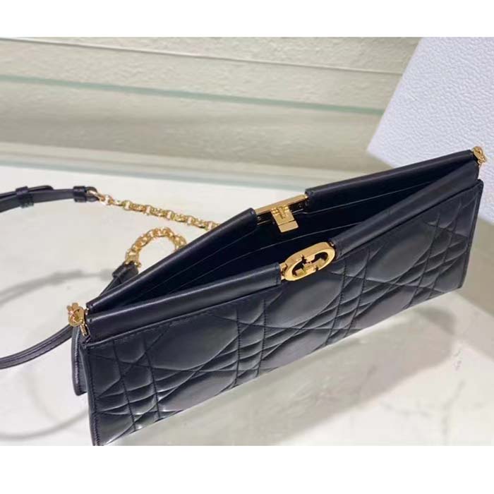 Dior Women CD Dior Caro Colle Noire Clutch Chain Black Cannage Lambskin