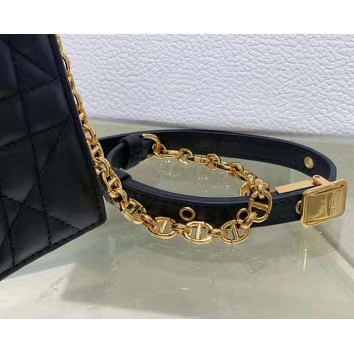 Dior Women CD Dior Caro Colle Noire Clutch Chain Black Cannage Lambskin