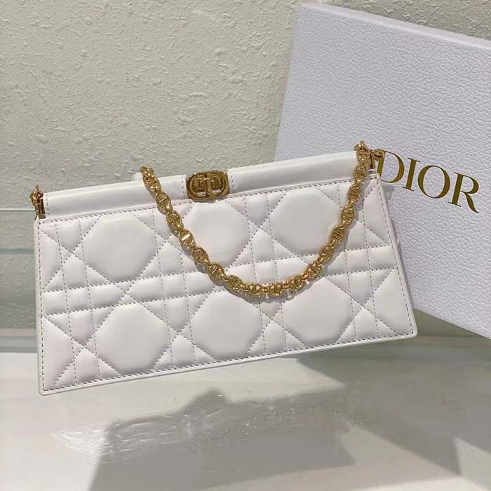 Dior Women CD Dior Caro Colle Noire Clutch Chain Latte Cannage Lambskin