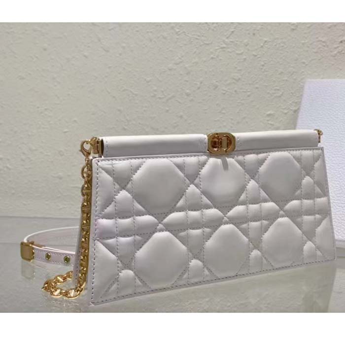 Dior Women CD Dior Caro Colle Noire Clutch Chain Latte Cannage Lambskin