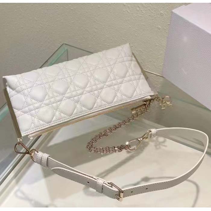 Dior Women CD Dior Club Bag Dusty Ivory Cannage Lambskin