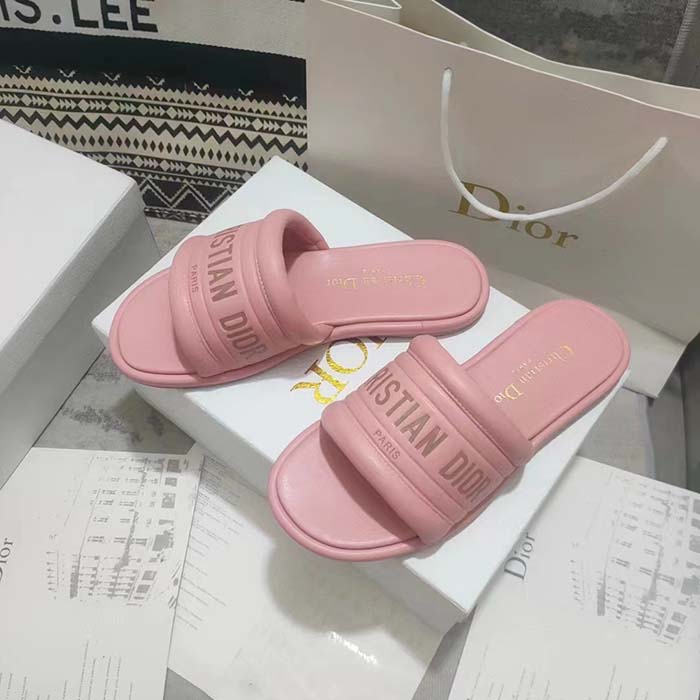 Dior Women CD Every-D Slide Pink Embossed Lambskin