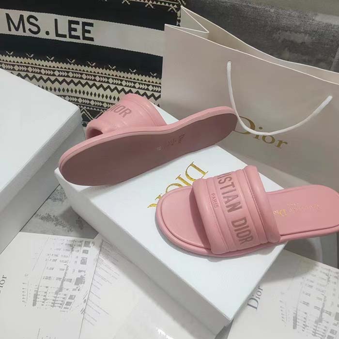 Dior Women CD Every-D Slide Pink Embossed Lambskin