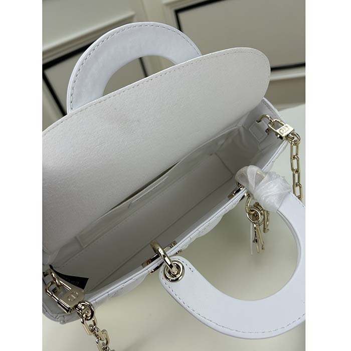 Dior Women CD Medium D-Joy Bag Latte Cannage Lambskin