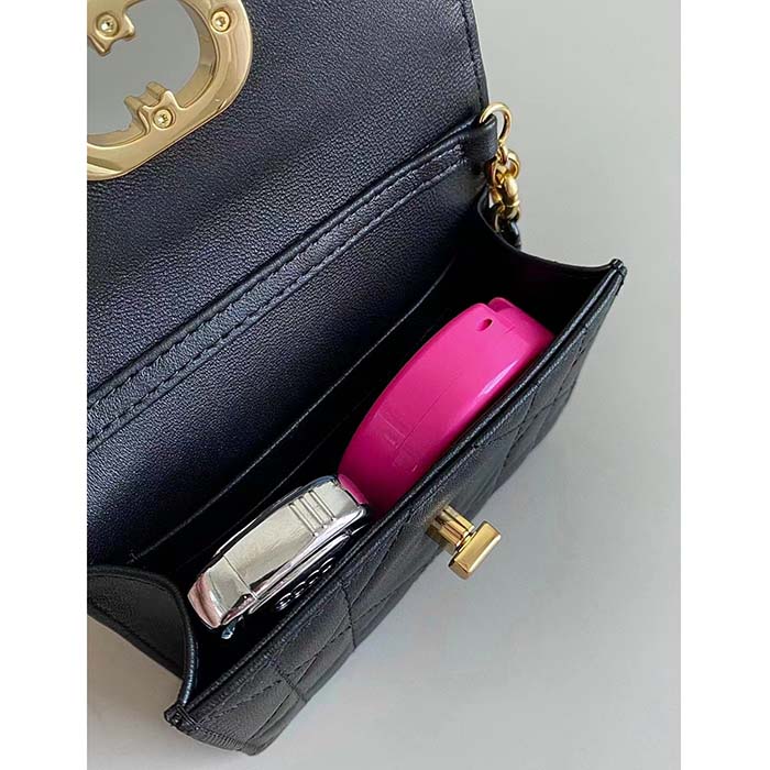 Dior Women CD Miss Caro Micro Bag Black Macrocannage Lambskin