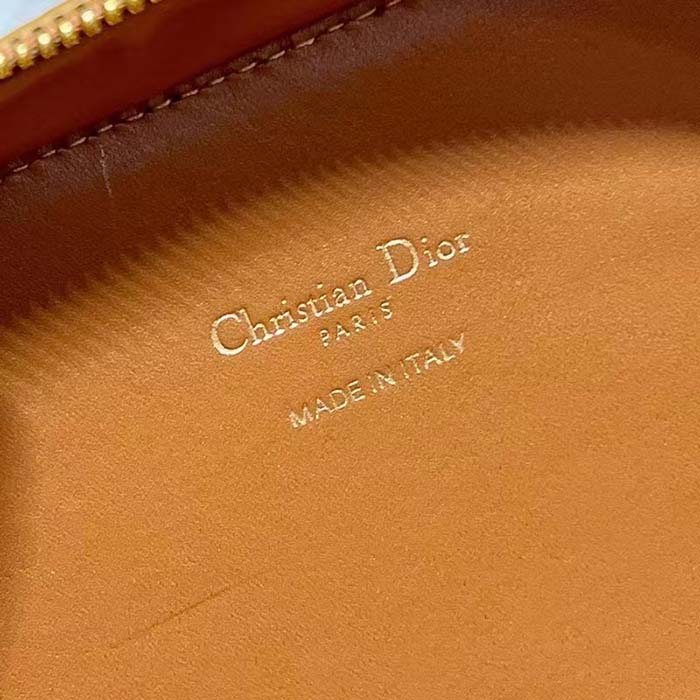 Dior Women CD Signature Oval Camera Bag Golden Saddle Calfskin Calfskin Embossed