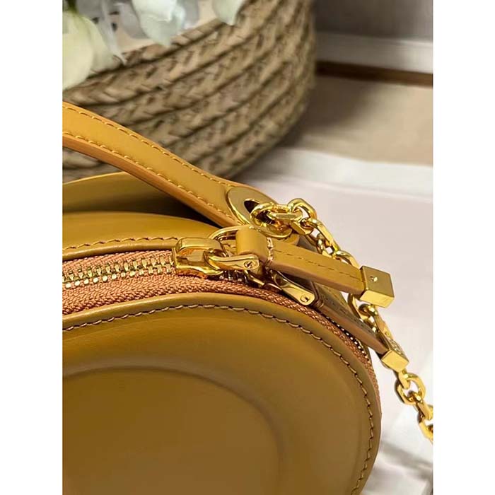 Dior Women CD Signature Oval Camera Bag Golden Saddle Calfskin Calfskin Embossed