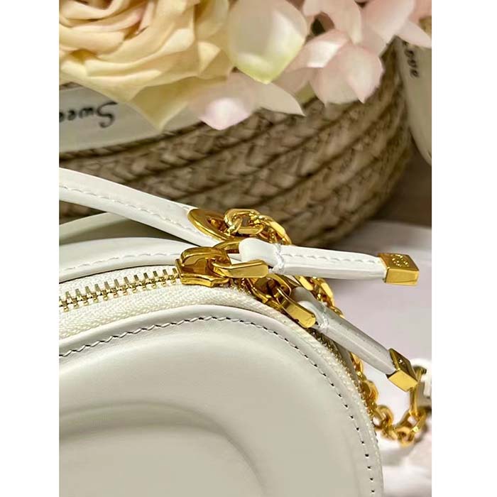 Dior Women CD Signature Oval Camera Bag Latte Calfskin Calfskin Embossed