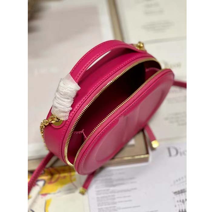 Dior Women CD Signature Oval Camera Bag Rani Pink Calfskin Embossed