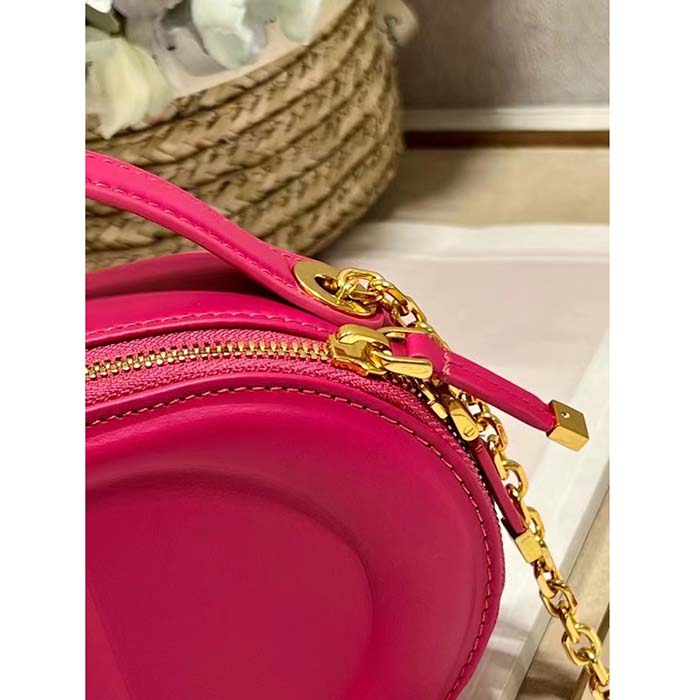Dior Women CD Signature Oval Camera Bag Rani Pink Calfskin Embossed
