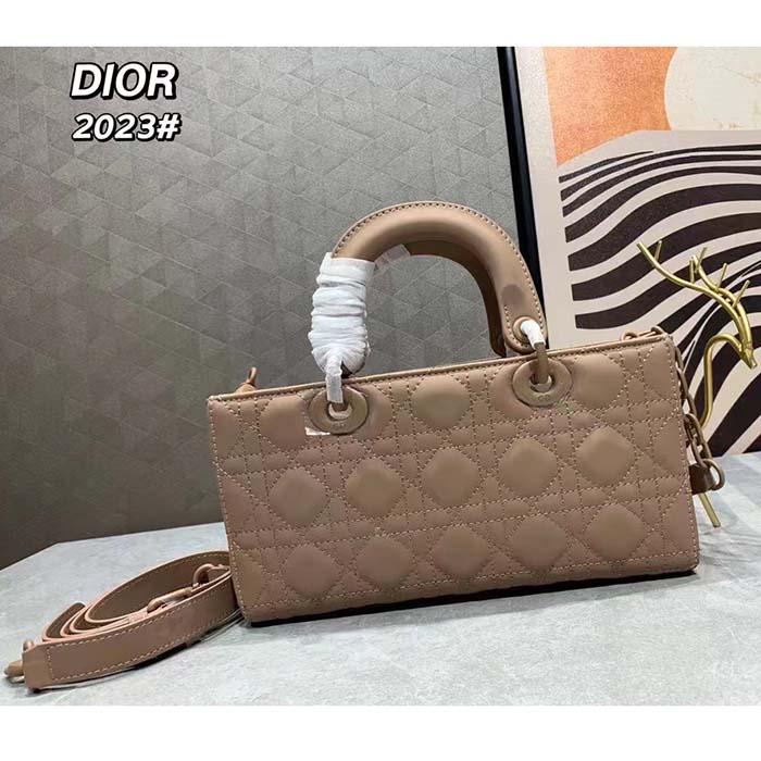 Dior Women CD Small Lady D-Joy Bag Hazelnut Cannage Lambskin