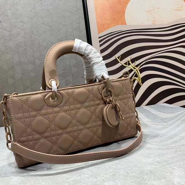 Dior Women CD Small Lady D-Joy Bag Hazelnut Cannage Lambskin
