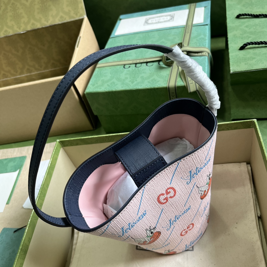 Gucci Children’s Printed Bucket Bag GG The Jetsons Print Pink Supreme Canvas