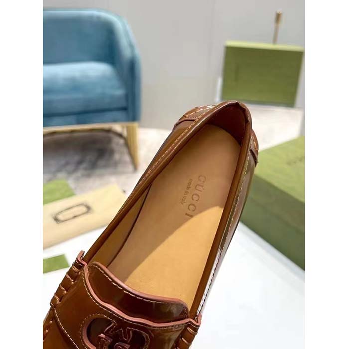 Gucci Unisex GG Interlocking G Cut-Out Loafer Cuir Leather Flat 1.5 CM Heel