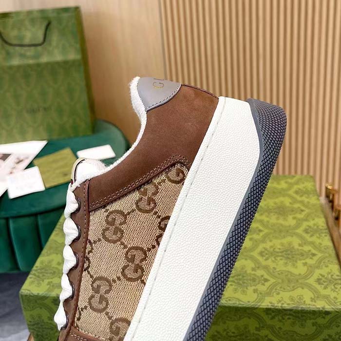 Gucci Unisex GG Screener Sneaker Beige Ebony Original GG Canvas Bi-Color Chunky Laces