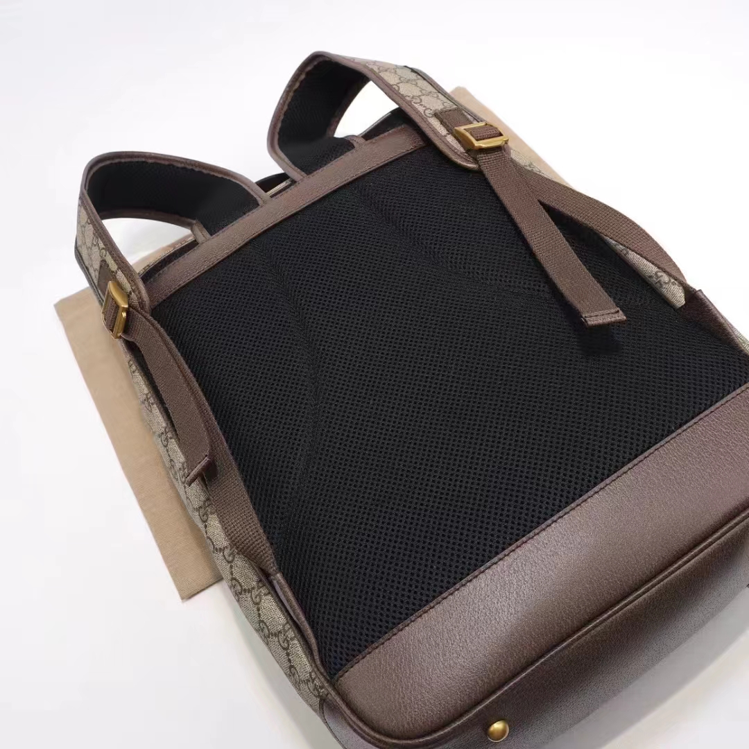 Gucci Unisex Ophidia GG Medium Backpack Beige Ebony GG Supreme Canvas Double G