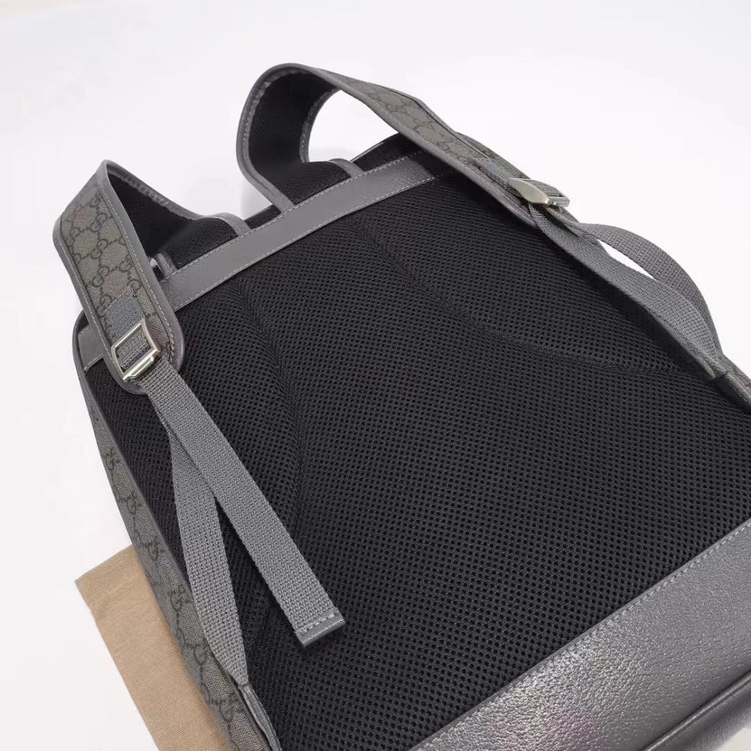 Gucci Unisex Ophidia GG Medium Backpack Grey Black GG Supreme Canvas Double G