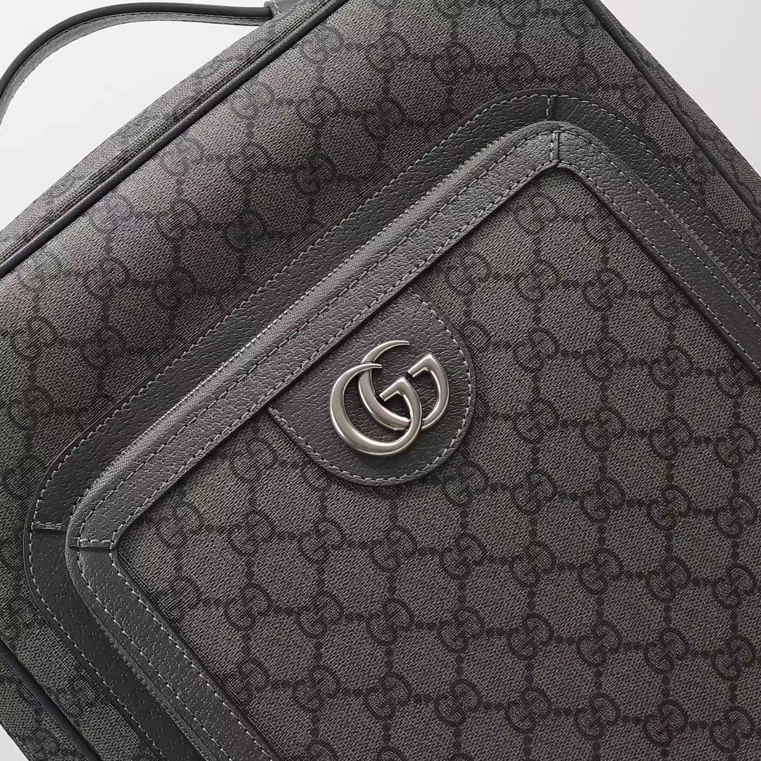Gucci Unisex Ophidia GG Medium Backpack Grey Black GG Supreme Canvas Double G