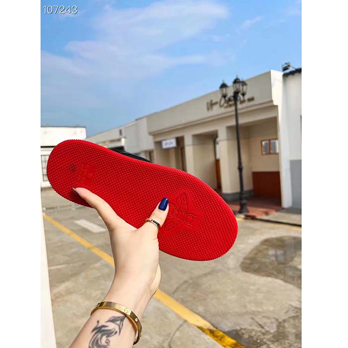 Gucci Unisex Screener GG Sneaker Black Original Canvas Suede Red Leather Low Heel