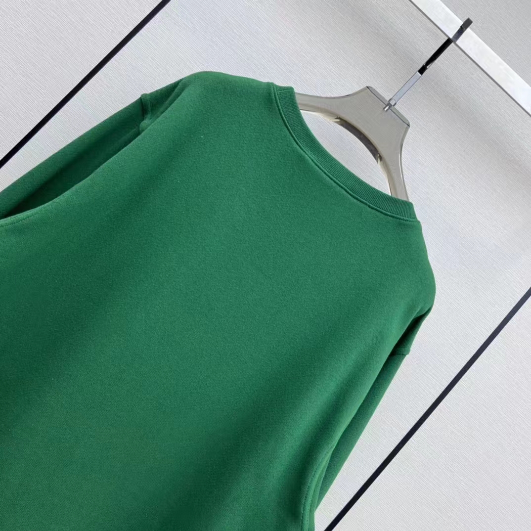 Gucci Women GG Cotton Jersey Sweatshirt Green Light Felted Crewneck Long Sleeves