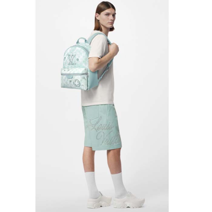 Louis Vuitton LV Unisex Discovery Backpack Crystal Blue Monogram Aquagarden Coated Canvas