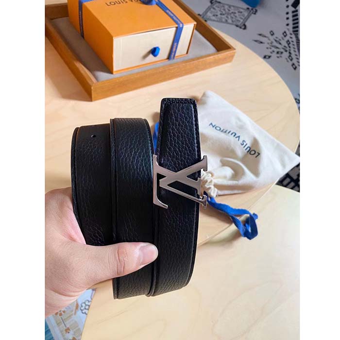Louis Vuitton Unisex LV Heritage 35 MM Reversible Belt Black Bordeaux Leather