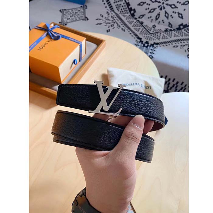 Louis Vuitton Unisex LV Heritage 35 MM Reversible Belt Black Bordeaux Leather