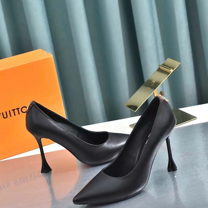 Louis Vuitton Women LV Blossom Pump Black Lambskin Leather Outsole 7.5 CM Heel