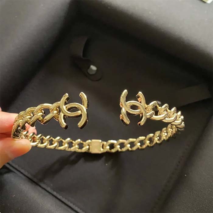 Chanel Women CC Necklace Metal Gold Ruthenium
