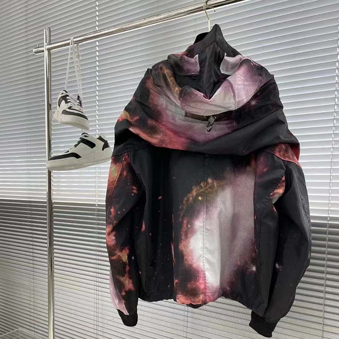 Dior Men CD Hooded Blouson Multicolor Technical Fabric All-Over Astral