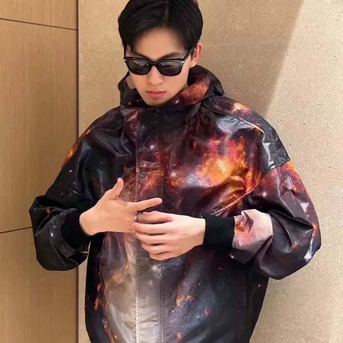 Dior Men CD Hooded Blouson Multicolor Technical Fabric All-Over Astral