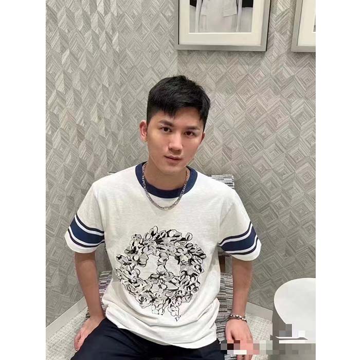 Dior Men CD Relaxed-Fit Dior Tears T-Shirt White Slub Cotton Jersey