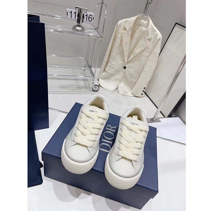 Dior Unisex CD B33 Sneaker White Smooth Calfskin Dior Oblique Jacquard