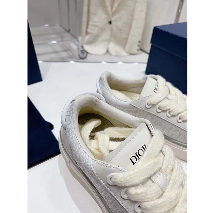 Dior Unisex CD B33 Sneaker White Smooth Calfskin Dior Oblique Jacquard