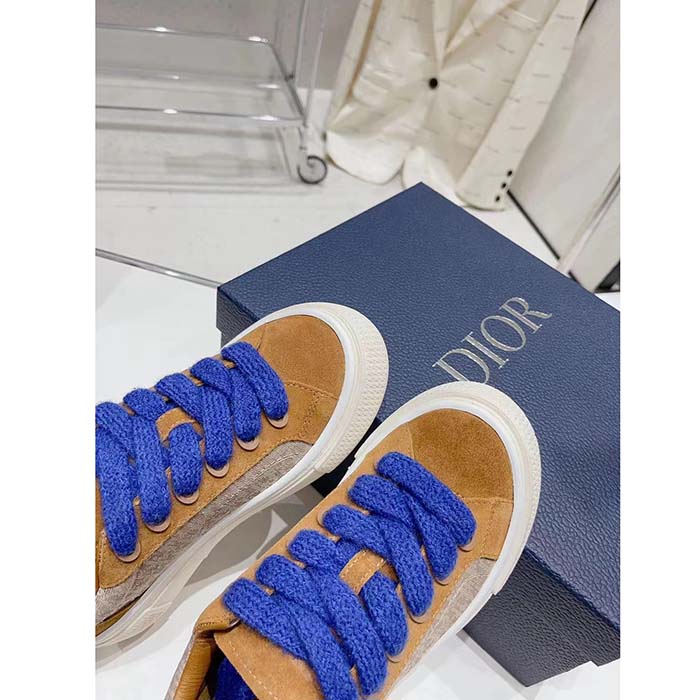 Dior Unisex CD Dior B33 Sneaker Brown Cream Oblique Jacquard Brown Suede
