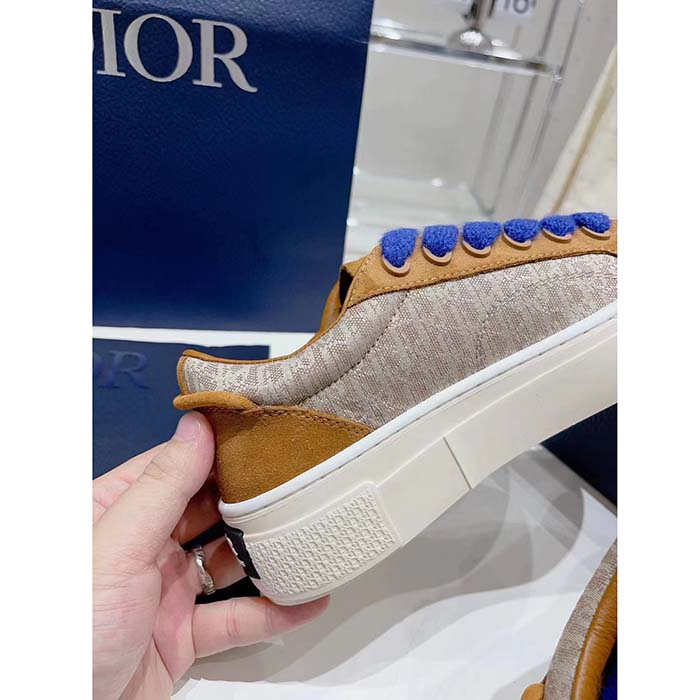 Dior Unisex CD Dior B33 Sneaker Brown Cream Oblique Jacquard Brown Suede