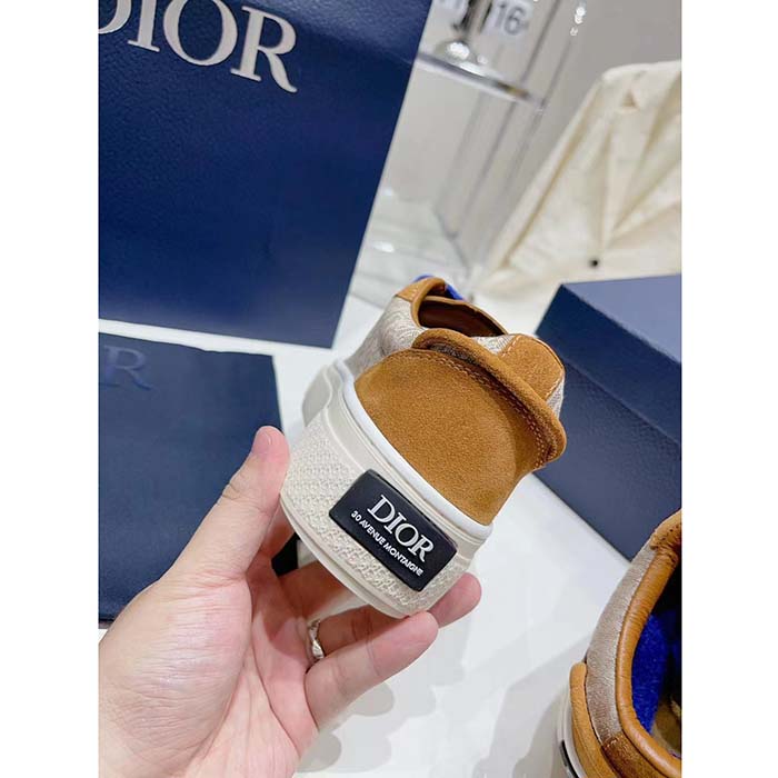 Dior Unisex CD Dior B33 Sneaker Brown Cream Oblique Jacquard Brown Suede