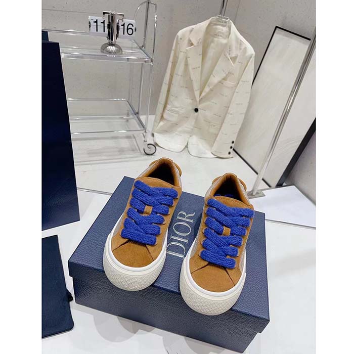 Dior Unisex CD Dior B33 Sneaker Brown Cream Oblique Jacquard Brown Suede