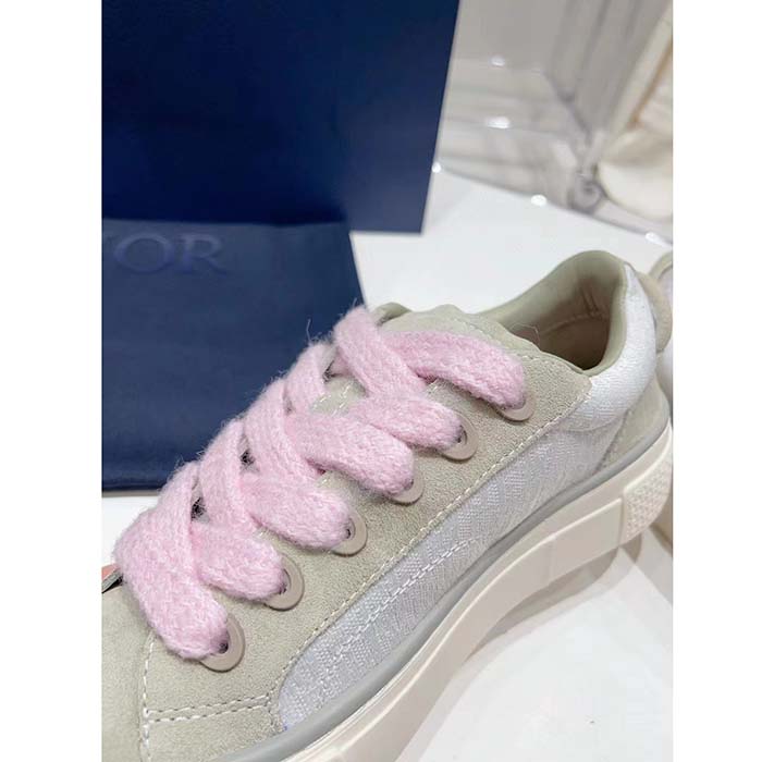Dior Unisex CD Dior B33 Sneaker Gray White Oblique Jacquard Gray Suede