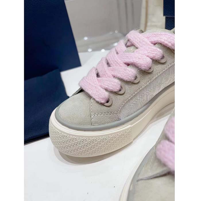 Dior Unisex CD Dior B33 Sneaker Gray White Oblique Jacquard Gray Suede