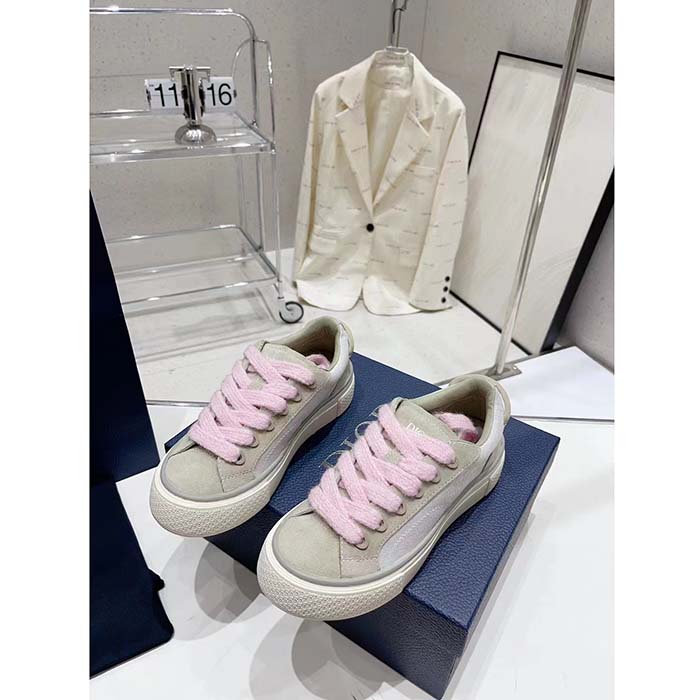Dior Unisex CD Dior B33 Sneaker Gray White Oblique Jacquard Gray Suede