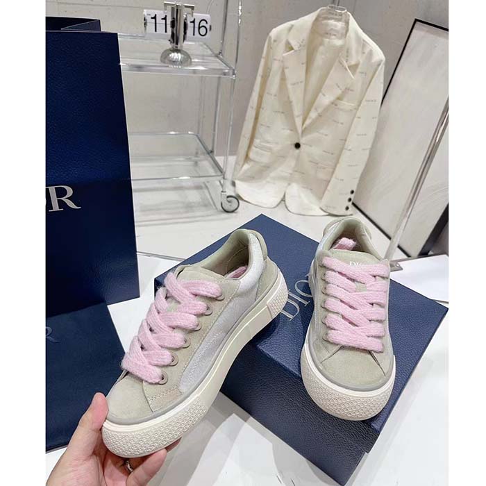 Dior Unisex CD Dior B33 Sneaker Gray White Oblique Jacquard Gray Suede