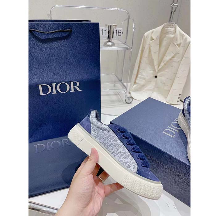 Dior Unisex CD Dior B33 Sneaker Navy Blue Dior Oblique Jacquard Suede
