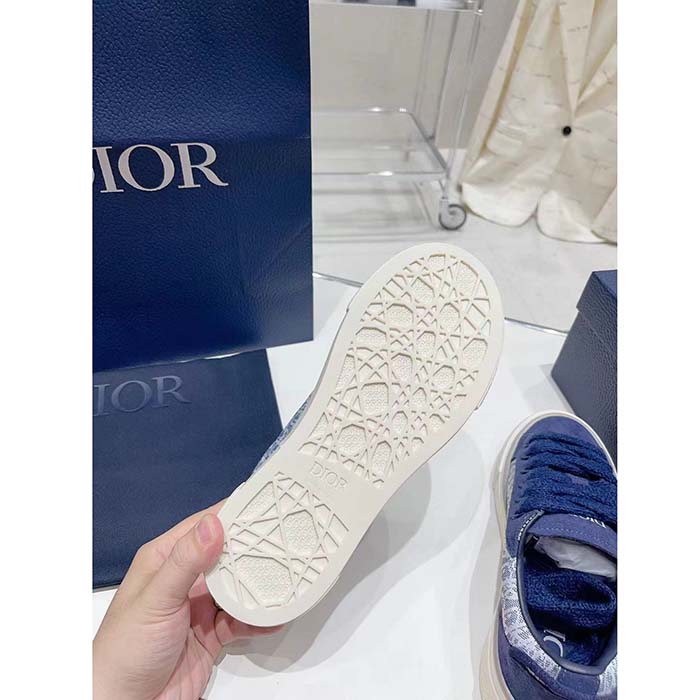 Dior Unisex CD Dior B33 Sneaker Navy Blue Dior Oblique Jacquard Suede
